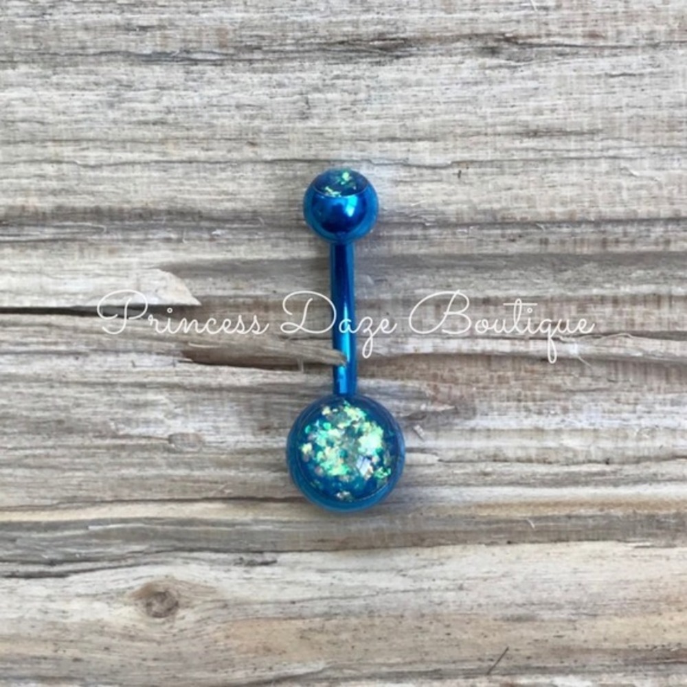 Blue Opal Belly Button Ring‎
